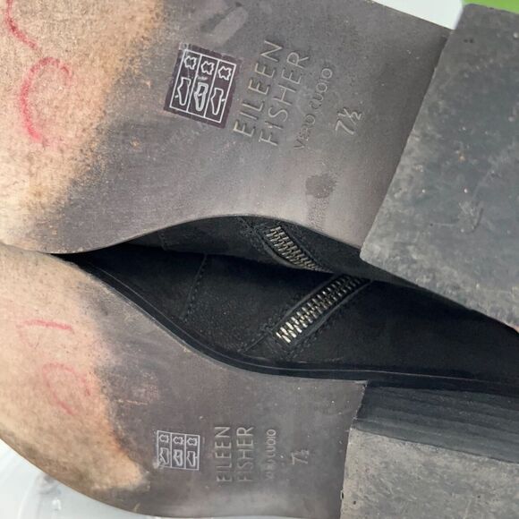 Eileen Fisher Women's Billie Boot Size 7.5 Black Tumbled Nubuck Bootie Ankle - Picture 11 of 14